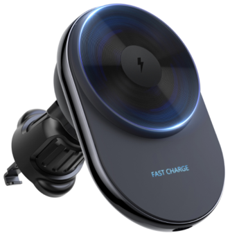 15W Magnetic Car Wireless Charger with Semiconductor Refrigeration & Customizable LED Luminous LOGO Electroplated Phone Mount S16 S18